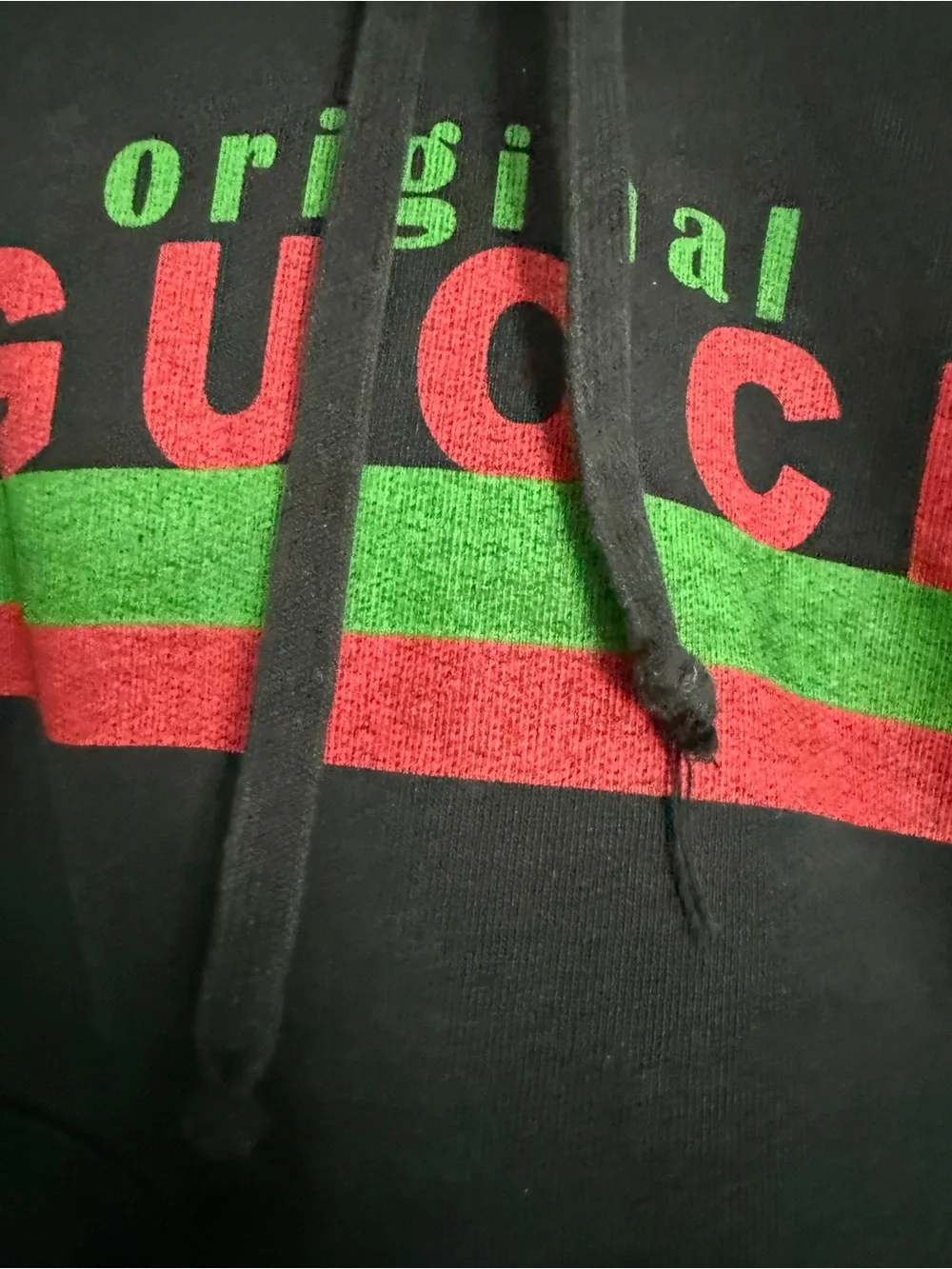 Gucci Black Hoodie with Red & Green Logo
